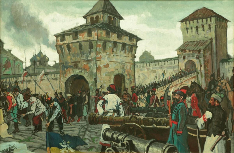 Заглавная иллюстрация. Изгнание поляков из Кремля на картине А.И.Фёдорова