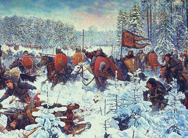 Заглавная иллюстрация. Битва при Бортенево на картине Н.И.Белова