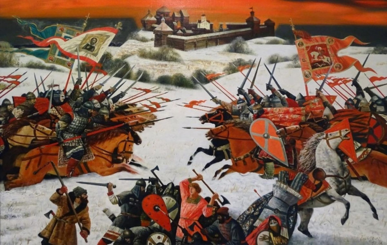 Заглавная иллюстрация. Картина «Междоусобица» (фрагмент) художника Быстрова А.К.