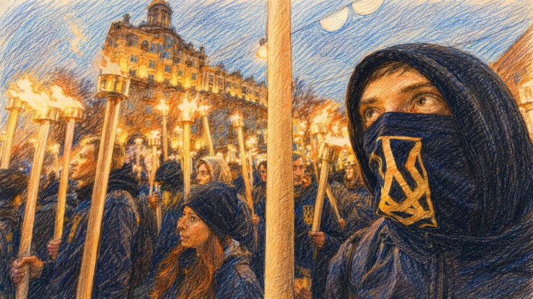 Факельное шествие бандеровцев во Львове